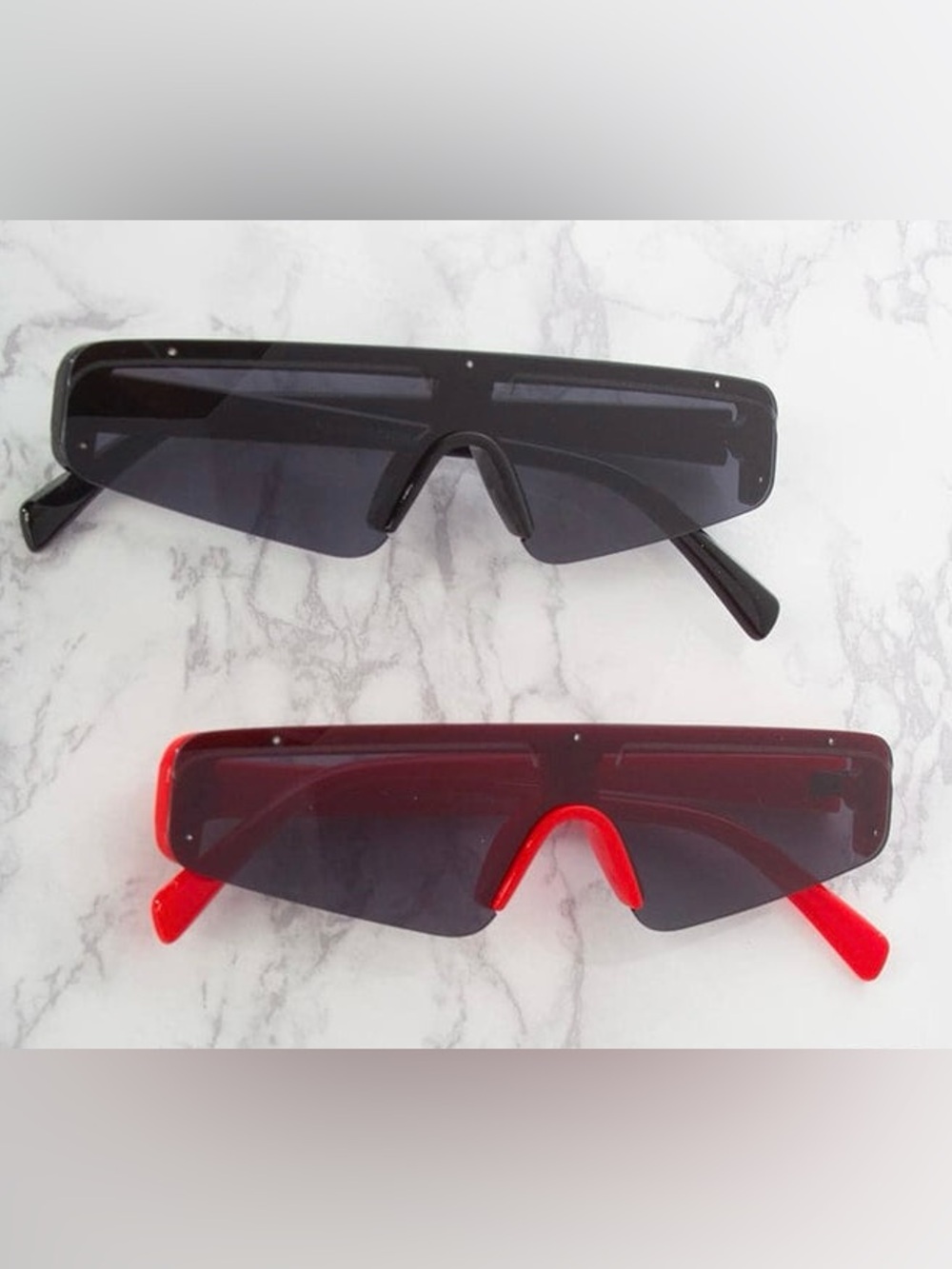 Set of‎ 2 Women’s Shield Sunglasses - Black and Red